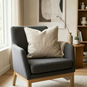 Coussin en lin beige